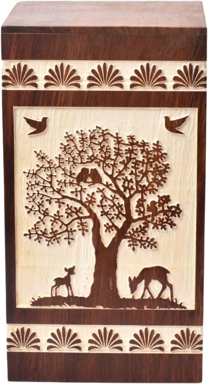 Handmade Rosewood Urn Box for Human Ashes, Wooden Pets Ashes Burial Urn Box Cremation Urn for Loving Memory