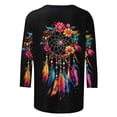 thumbnail image 4 of Xuyuer Carnival Style Print T-Shirt - Women's Fashion Loose Round Neck 3/4 Sleeve Top for Daily Wear, Festival Themed Outfits, Playful Seasonal Style & Streetwear Statement Piece, 4 of 5