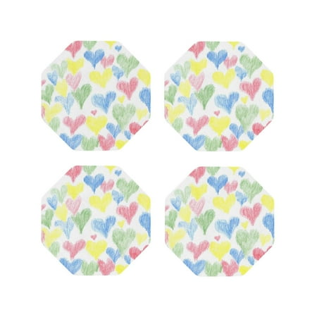 

Leather Coasters with Heat-resistant for Drinks Hand Drawn Colored Hearts -标题2 Octagon