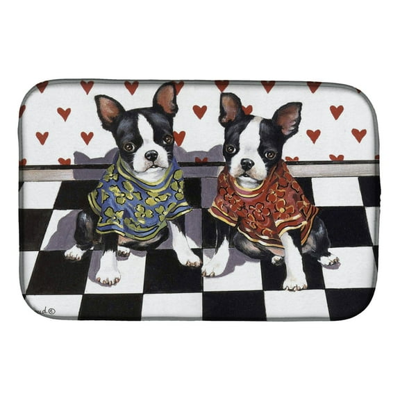 Carolines Treasures PPP3249DDM Absorbent Dish Drying Mat for Kitchen Counter Boston Terrier Puppy Love Dish Drying Mat