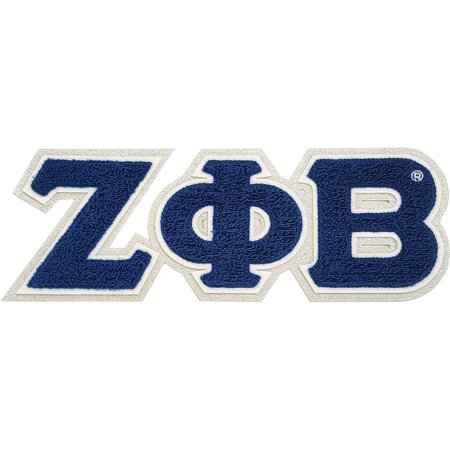 Zeta Phi Beta Glitter Chenille Horizontal Connected Letter Iron-On Patch [Blue - 4"T]