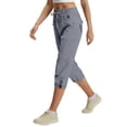 thumbnail image 4 of Women's Capri Pants with Pockets Lightweight Quick Dry Water Resistant Hiking Travel Summer Pants for Outdoor Gray M, 4 of 6