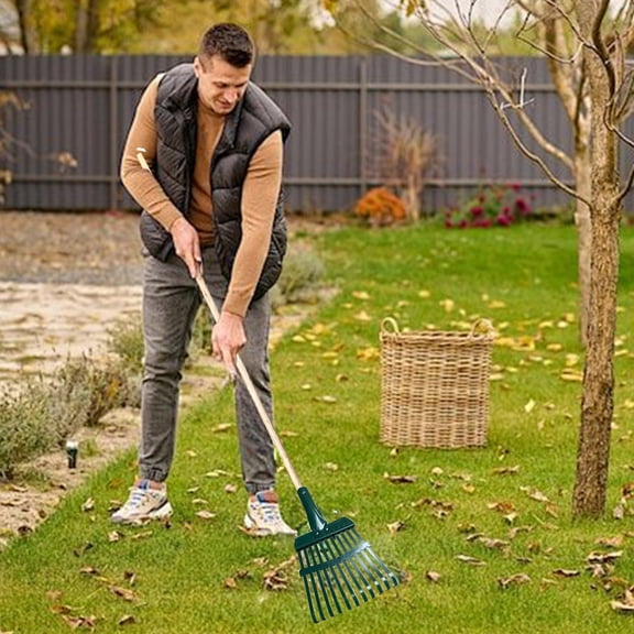 Konghyp Heavy Duty Stainless Steel Rake, Garden Rake for Leaves and Grass, Durable Outdoor Tool for Lawn Maintenance, Rust Resistant Yard Rake, Customizable Weeding Solution