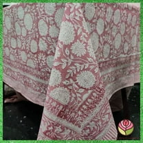 New Era Creation Baby Pink, Indian Hand Block Printed Tablecloth,Table Cover,Farmhouse Decor,Linen Set,Wedding Tablecloth mom Gift