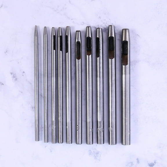 Raindrops 10Pcs Silver Puncher Tools for Leather Watch Bands and Belts Hole Punching