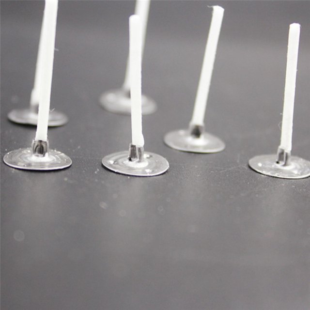 1000 piezas/lote de mechas para velas de 1 pulgada, mecha de vela de bajo humo con pestañas de metal, mechas para velas de té para velas Ma, blanco plateado, blanco plateado