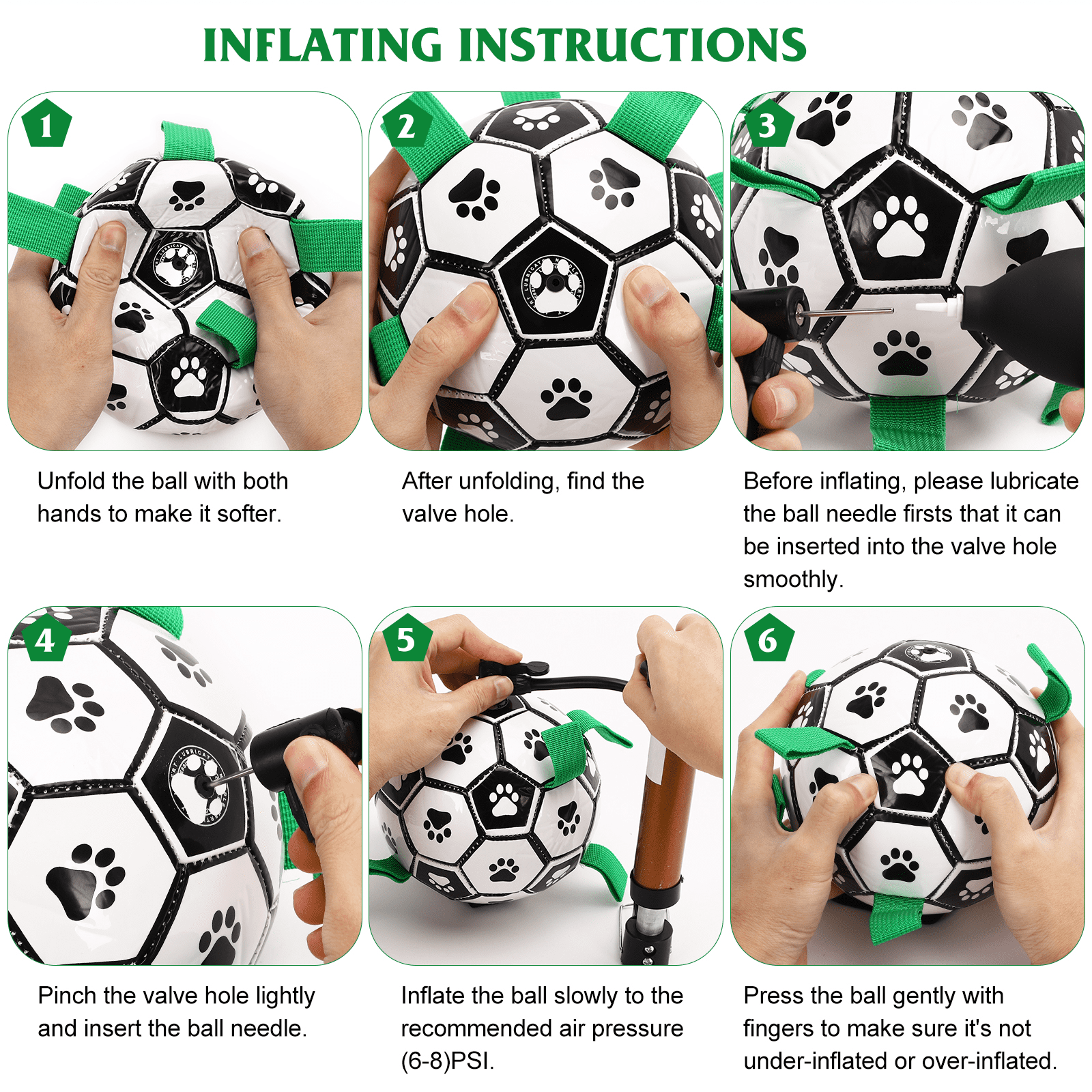 Akongy Large Soccer Ball for Dogs with Tabs - 8 inch Herding Ball for Dogs  - Big Ball for Dogs Durable Dog Soccer Ball Indestructible Outdoor Dog