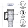 thumbnail image 4 of 40oz Pioneer Flower Floral Print Pattern Insulated Tumbler with Handle, BPA-Free Leak Proof Lid and Straws, Double Wall Vacuum, Hot 12h/Cold 34h, 4 of 6