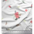 thumbnail image 1 of Soimoi White polyester Crepe Fabric Leaves & Pink Floral Print Sewing Fabric BTY 52 Inch Wide, 1 of 1
