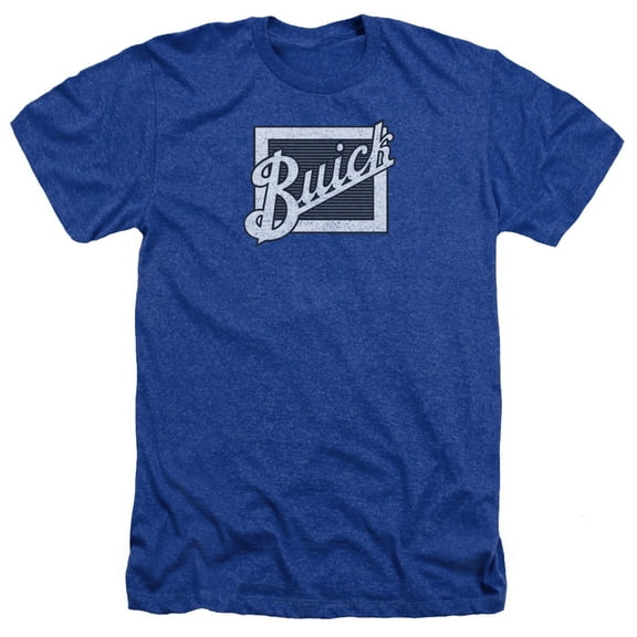 Trevco BUK101-HA-4 Buick Distressed Emblem-Adult Heather Short Sleeve Shirt, Royal Blue - Extra Large