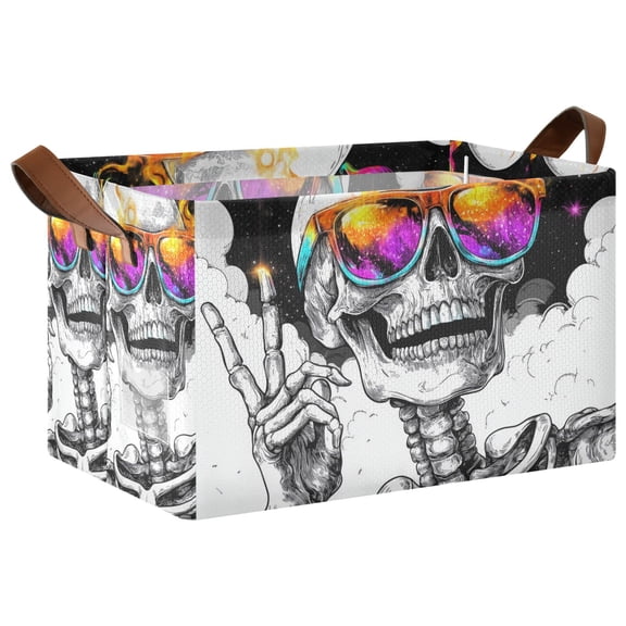 Yayeee Foldable Storage Basket for Shelves with Handles Waterproof Cloth Bins, Colorful Glasses