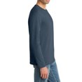thumbnail image 2 of Men's Perfect Weight Long Sleeve Crew Neck Soft Cotton T-Shirt Heathered Navy Medium, 2 of 4