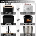 thumbnail image 4 of 8-Piece White/Black Bathroom Accessories Set Includes Trash Can, Toothbrush Holder, Rinse Cup, Lotion Soap Dispenser, Soap Dish, Toilet Brush, Cotton Swab Holder and Storage Box, 4 of 6