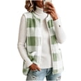 thumbnail image 2 of WAGUTH Women's Buffalo Plaid Fleece Vest Sleeveless Zip Up Soft Lightweight Jacket with Pockets Fall Winter Casual Outwear Vest,L, 2 of 6