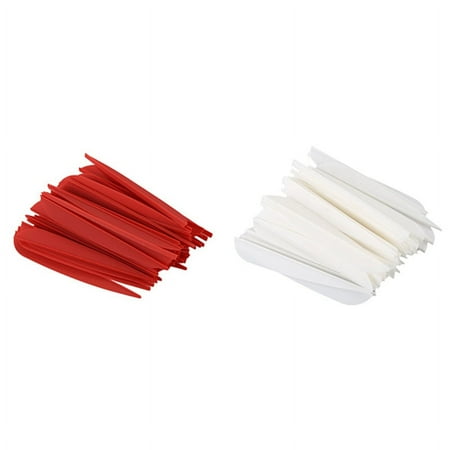 100 Pcs Arrows Vanes 4 Inch Plastic Fletching for DIY Archery Arrows 50 Pcs White & 50 Pcs Red