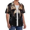 thumbnail image 2 of Wukai Urban Bear With Headphones Men's Casual Short-Sleeve Button Down Shirt,Cuban Shirts for Men,Mens Short Sleeve Dress Shirts-Large, 2 of 5