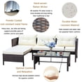 thumbnail image 4 of UHOMEPRP 4 Piece Rattan Patio Sofa Set, All-Weather Outdoor Patio Furniture Set, PE Rattan Wicker Patio Conversation Set with Table and Cushions, Modern Sectional Sofa Set for Patio Garden Poolside, 4 of 10