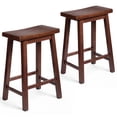 thumbnail image 1 of PJ Wood Classic Saddle Seat 24'' Kitchen Bar Counter Stool, Walnut (2 Pack), 1 of 11
