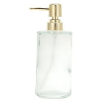 Unique Bargains 1 Pc Cylinder Glossy Soap Dispenser 14.2oz Clear Gold Tone