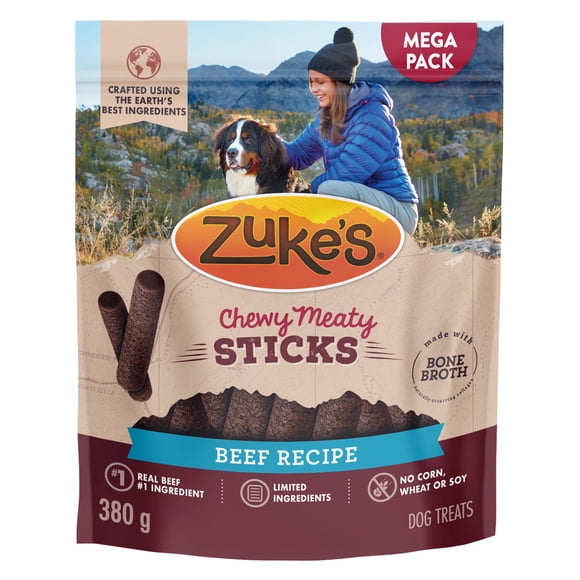 Zuke's Chewy Meaty Sticks Beef Recipe, Dog Treats, 380 g