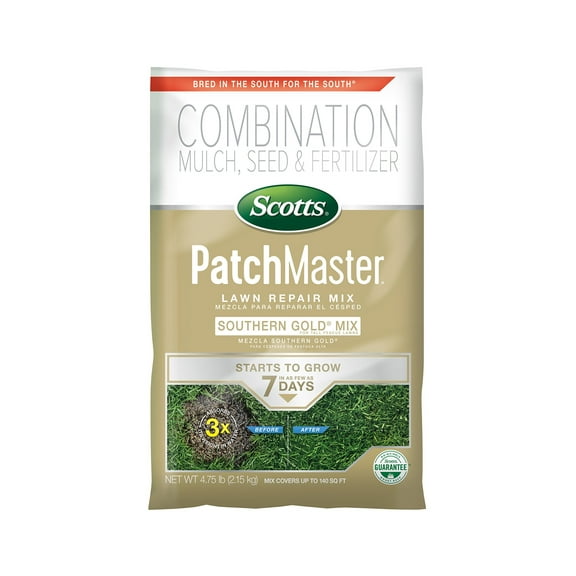 Scotts PatchMaster Lawn Repair Mix Southern Gold Mix for Tall Fescue Lawns, Grass Seed, Fertilizer, and Mulch, 4.75 lbs.