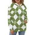 thumbnail image 4 of Green White Pattern Men's Women Vintage 3D Hooded Sweatshirt - All-Season Loose Fit Streetwear, 4 of 6