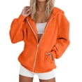 thumbnail image 5 of Aihuaihua Zip Up Hoodie Women Plus Size Cute Casual Long Sleeve Zipper Sweatshirts Fall Y2k Outfits Comfy Track Jackets with Pockets (Orange,XXXXL), 5 of 8