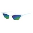thumbnail image 3 of Womens Narrow Retro Mod Cat Eye Plastic Sunglasses White Rainbow Mirror, 3 of 4