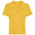 thumbnail image 4 of Daznico Womens Tops - Women's Short Sleeve V Neck Blouse Casual Business Tops Work Shirt Breathable Wear Stylish Versatile Tee - Shirts for Women,Color:Yellow,Size:S, 4 of 4