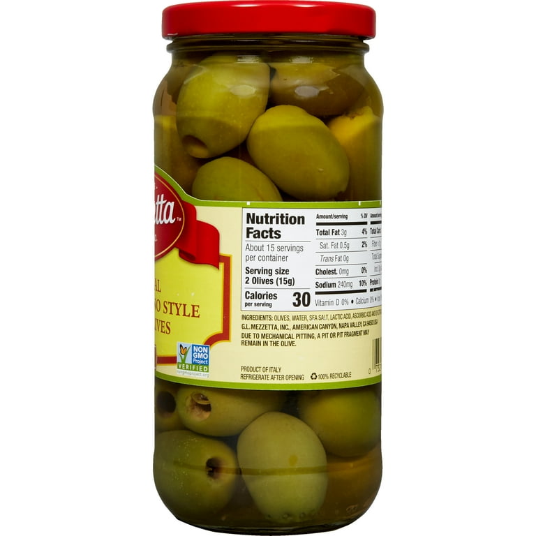 Mezzetta Colossal Castelvetrano Style Pitted Olives, 16 fl oz Jar