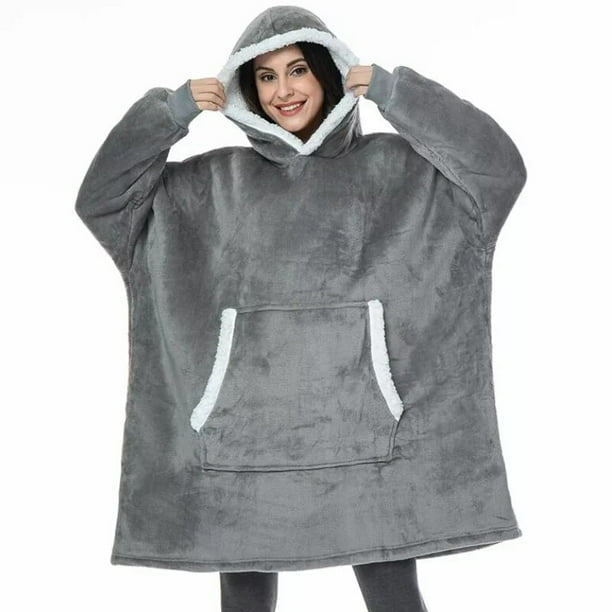 Sudaderas con capucha de invierno para hombre y mujer, sudadera cálida de gran tamaño, manta gigante de lana con mangas, ropa de descanso para fiesta en casa y Navidad