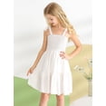 thumbnail image 4 of GYRATEDREAM Girls Dress Smocked Elastic Sundress Bow Straps Dress Summer Beach Casual Wear 6-14 Years, 4 of 9