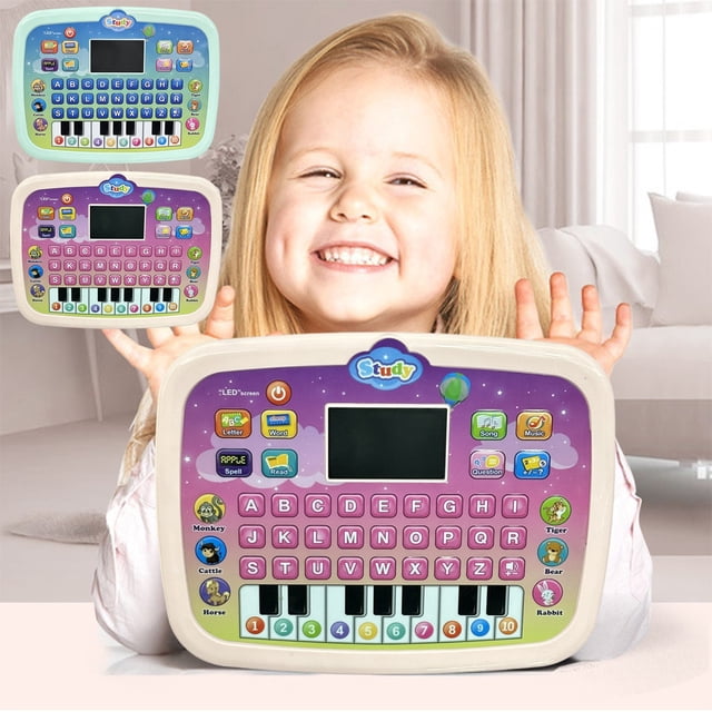 Cagogo 2Pcs Children'sEducational Tablet, Interactive LearningToyfor ToddlersKids, ABC Numbers Math Spelling Games, LED Light Music Story Mode, Early Education Machine for Home Learning