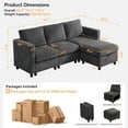 thumbnail image 3 of L Shaped Couch Set for Living Room, 4 Seat Storage Modular Sofa with Movable Ottoman, Chenille Dark Grey, 3 of 7