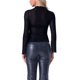thumbnail image 3 of CAMISA MESH TRANSPARENTE CON ACABADO DE LECHUGA ELÁSTICA DE MUJER INSPIRE CHIC MANGA LARGA CUELLO ALTO TALLA XL NEGRO, 3 of 6