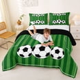 thumbnail image 3 of Erosebridal Soccer Sport Full Size Comforter Sets,Football Court Print Bedding Sets For Kids Teens,Reversible Black 3-Piece, 3 of 7