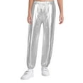 thumbnail image 3 of Doomiva Kids Girls Jazz Hip Hop Dance Outfits Metallic Long Sleeve Hoodie Sport Bra Vest And Sweatpants Set Dancewear Silver 6, 3 of 6
