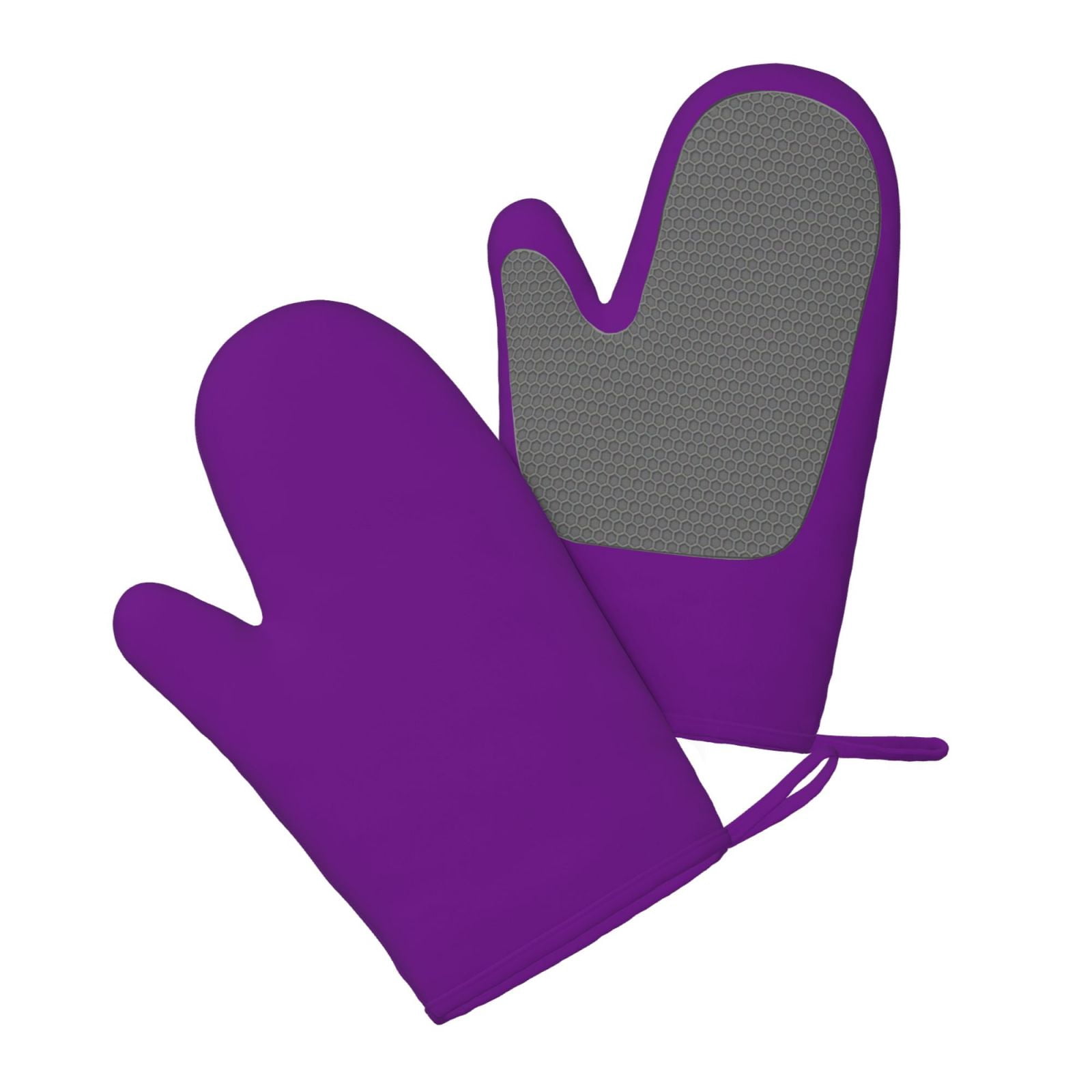 Hirioo Purple for Silicone Oven Mitts for BBQ, Baking, Cooking, Set of 2, Heat Resistant 260℃, Non-Slip Kitchen Essentials