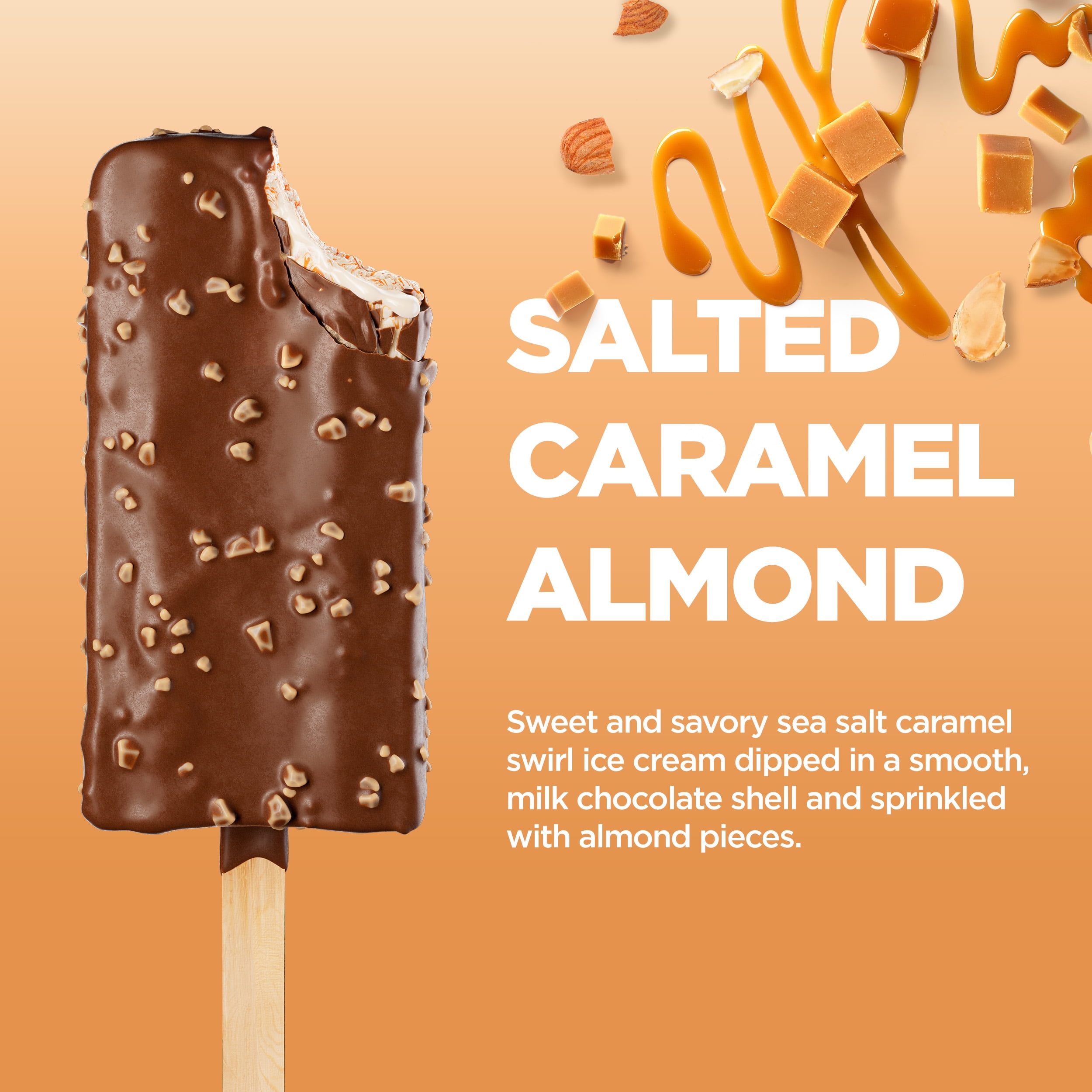 Keto Pint Salted Caramel Almond Ice Cream Bars, No Added Sugar, 2.75 fl oz, 4 Count