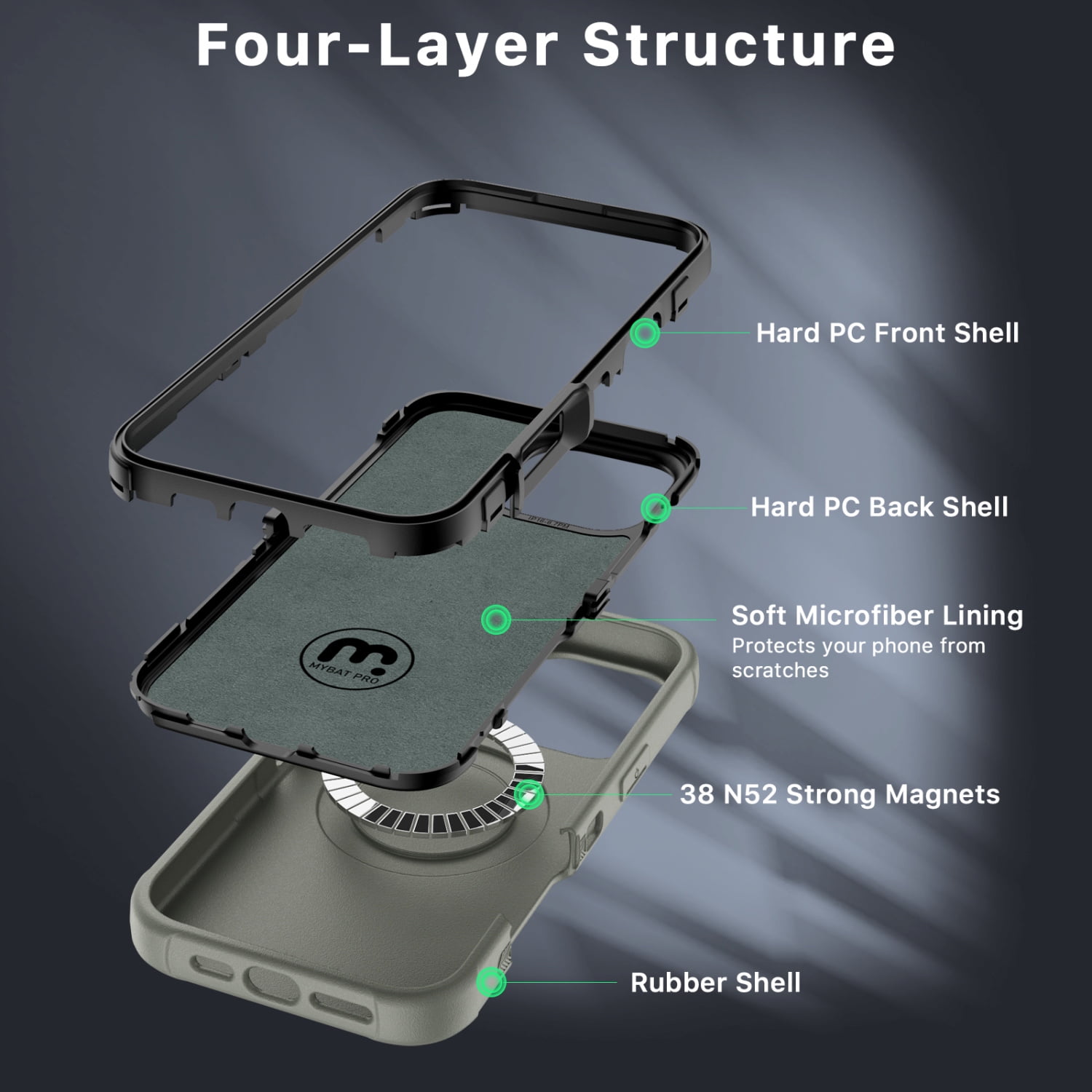 MyBat Pro Maverick Series Case with Holster and Tempered Glass for Apple iPhone 16 Pro - Gray