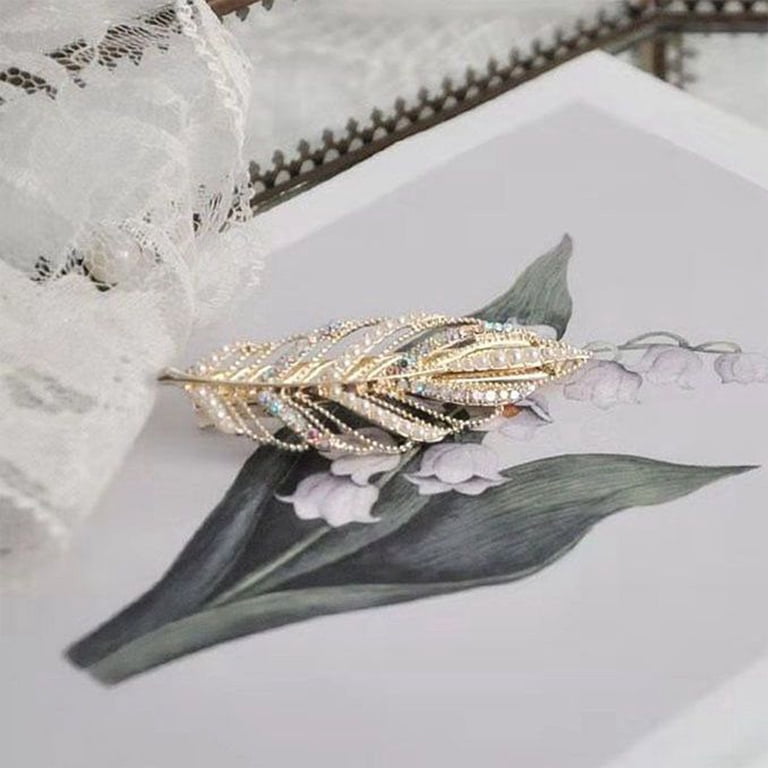 NWT Fashion Feather Hair Clip Amazon.com : White Feather Hair Clip Ballet Style Pearl  main image 3