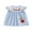 Blue, variant on Rovasas Girl Back to School Dress Striped Apple Pencil Fly Sleeve A-line Dress