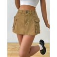 thumbnail image 6 of Jaimenalin Women'S Y2K Denim Cargo Skort - High Waisted Mini Skirt Shorts with Multifunctional Pockets Khaki S, 6 of 8