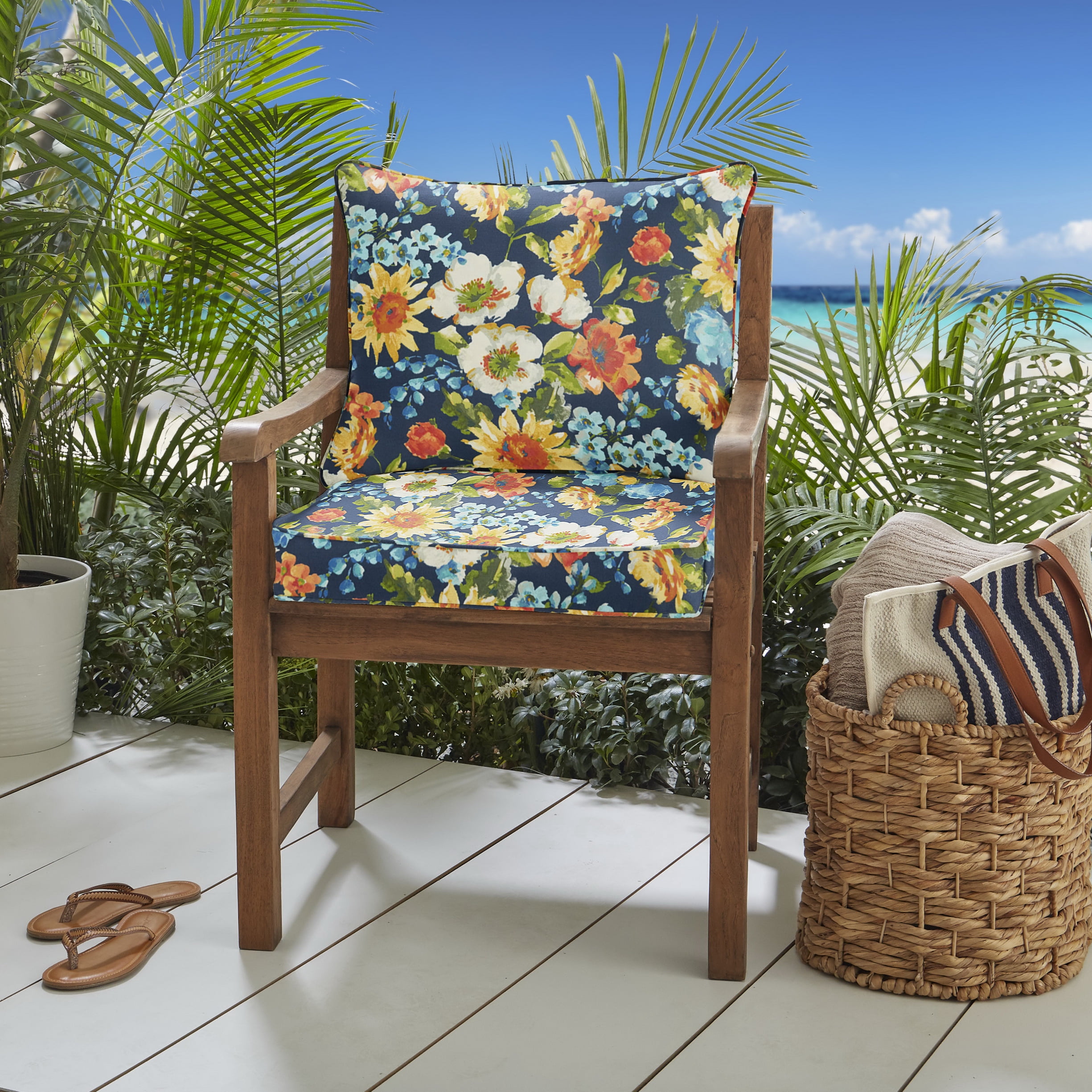 Sorra Home UV Protection, Fade-Resistant Seating Cushions, Blue, 25" x 23" x 28"