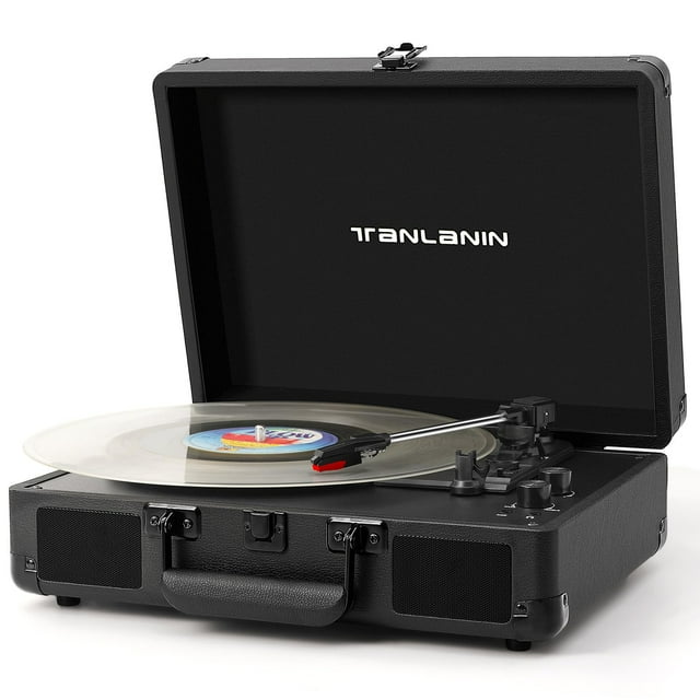 Tocadiscos TANLANIN portátil Bluetooth de 3 velocidades negro
