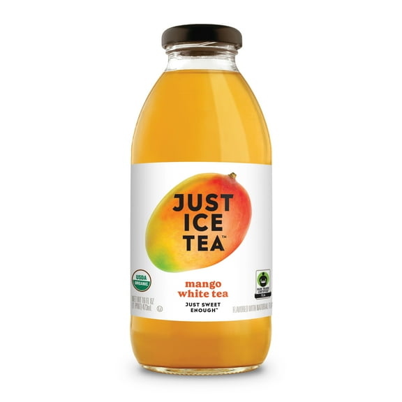 Just Ice Tea Mango White Tea, Organic-16 floz glass