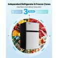 thumbnail image 4 of VEVOR Mini Fridge with Freezer 3.2 Cu.Ft Two Door Compact Refrigerator Stainless, 4 of 9