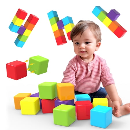 Pairez Toys Magnetic Building Blocks Large 1.65 inch Magnetic Stacking Cubes for Toddlers Sensory & Montessori Toys 12 Pcs Pairez Toys Magnetic Building Blocks Large 1.65 inch Magnetic Stacking Cubes for Toddlers Sensory & Montessori Toys 12 Pcs