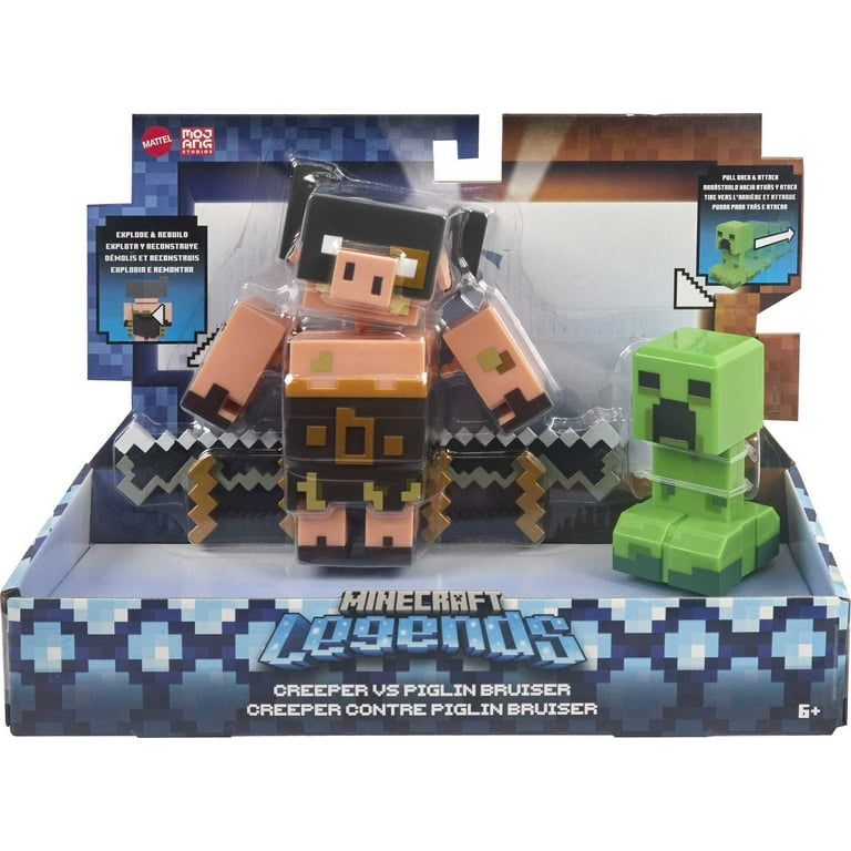 Minecraft Legends Large Scale Character 2-Pack, Creeper vs Piglin