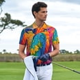 thumbnail image 3 of Yiaed Vibrant Parrot Splash ArtPrint Men's Short Sleeve Polo Shirt,Golf Polo for Men Three-Button Golf Shirt Athletic Casual Collared T-Shirt- Medium, 3 of 7